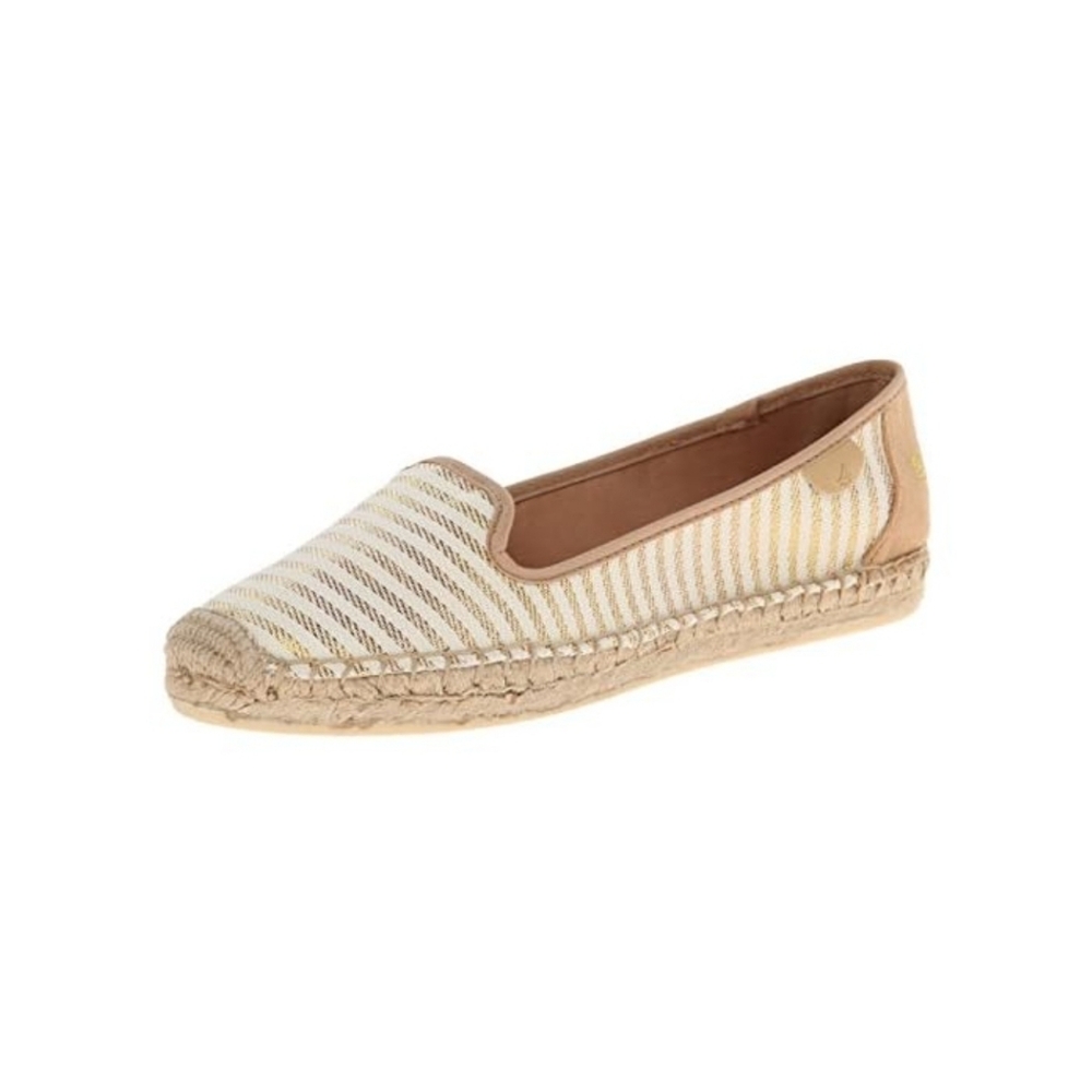 Sperry Beige and Gold Striped Espadrille Flat
